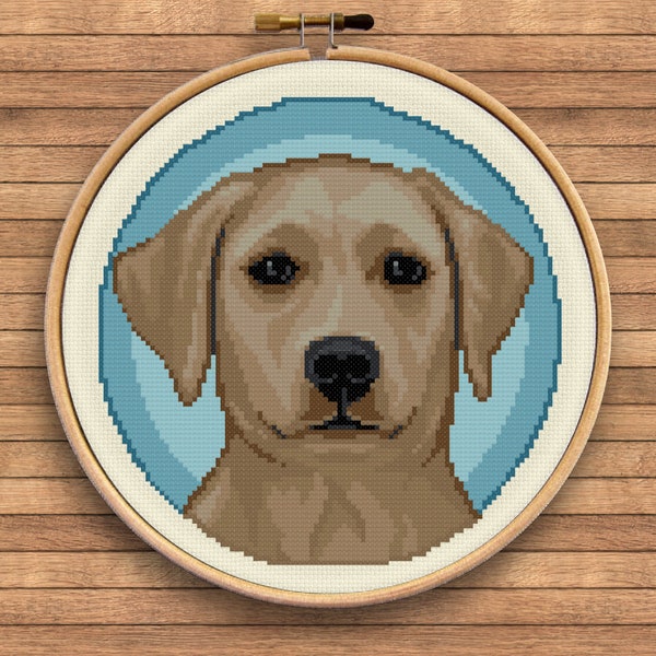 Retriever Dog Portrait #002 - Sunny Cloud Studio - modern counted cross stitch pattern - instant download PDF