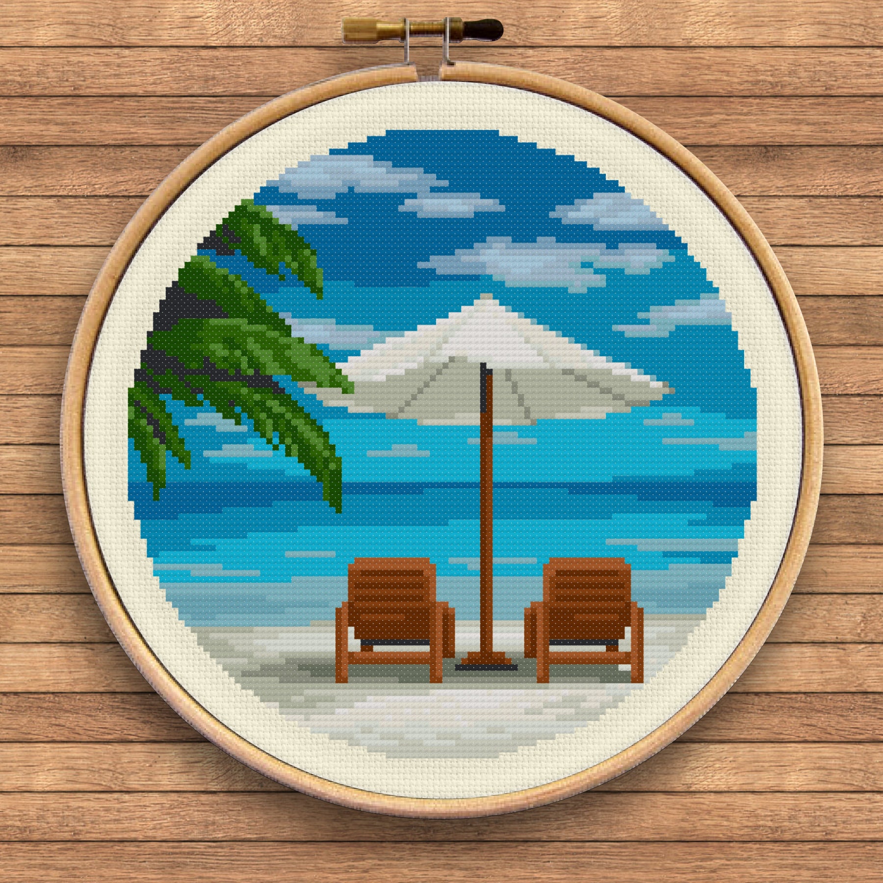 Nature: Sand Beach #027 - Sunny Cloud Studio - modern counted cross stitch pattern - instant download PDF