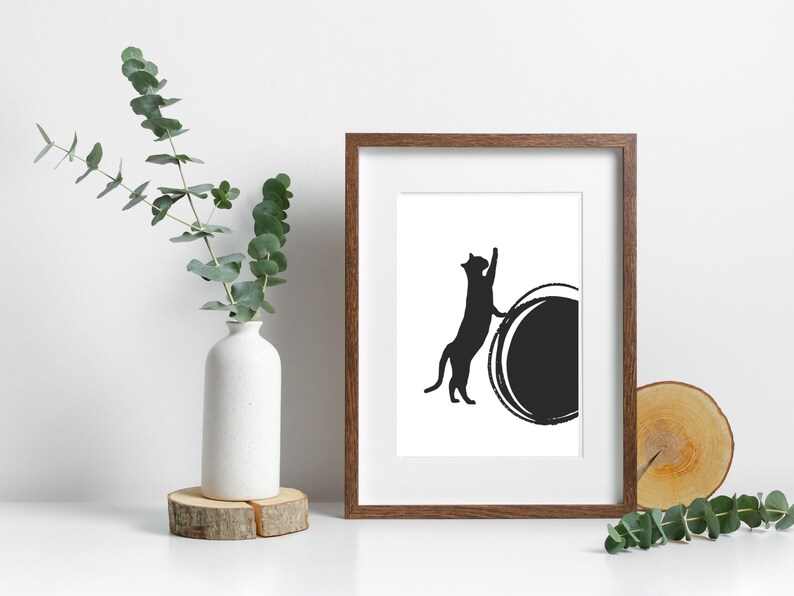 Black & White Cats Drawing, Pets Printable Wall Decor, Cat Poster ...