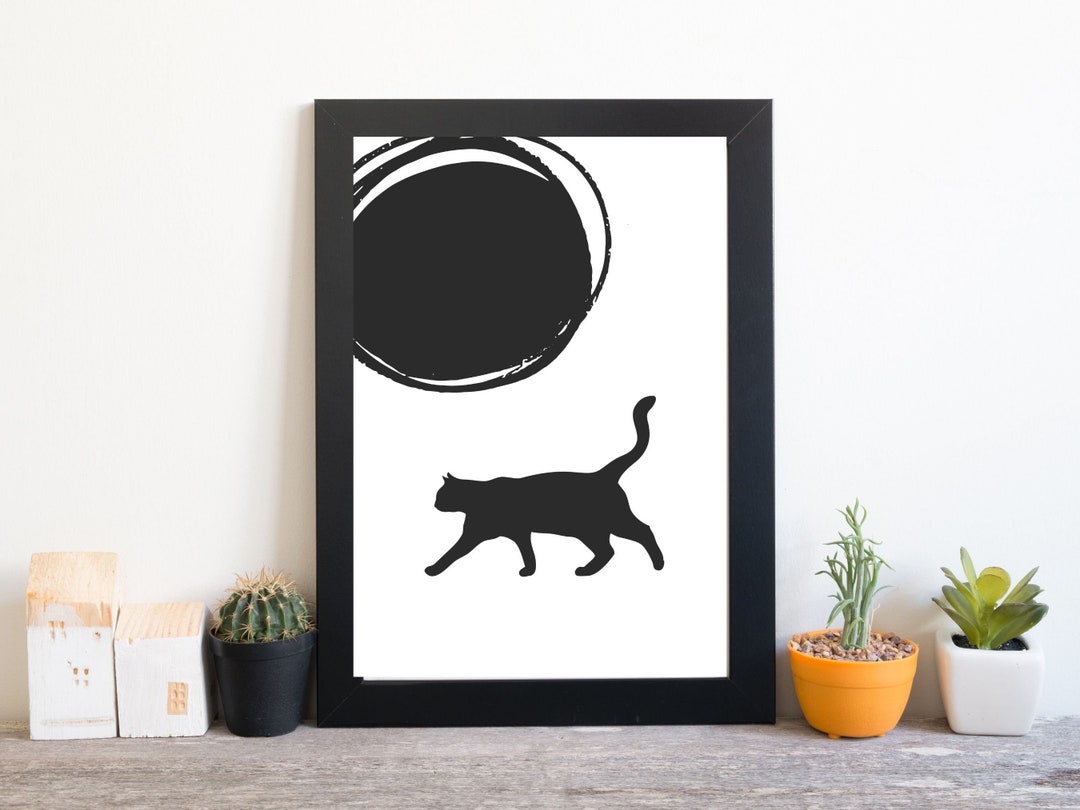 Black & White Cats Drawing, Pets Printable Wall Decor, Cat Poster ...