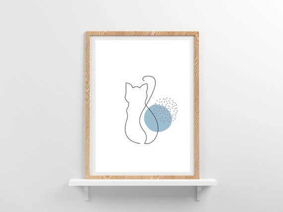 Cats Line Drawing Pets Printable Wall Decor Cat Poster - Etsy