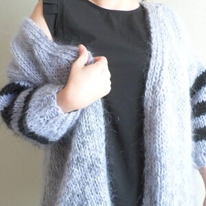 Ready for Shipping Gray Bernadette Mohair Cardigan, Warm Winter Cardigan, Gift for Her, Christmas Woman Gift image 4