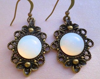 boucles d'oreilles vintage pierre de lune