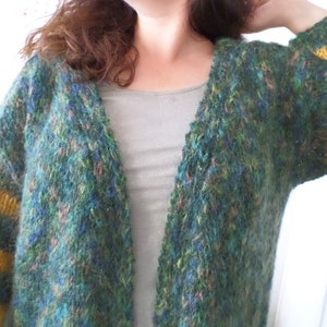 Cardigan Oversize Emerald Melange Mohair, Ready for Shipping, MohairWarm Winter Cardigan, Gift for Her, Ready to Wear, Woman Gift image 3