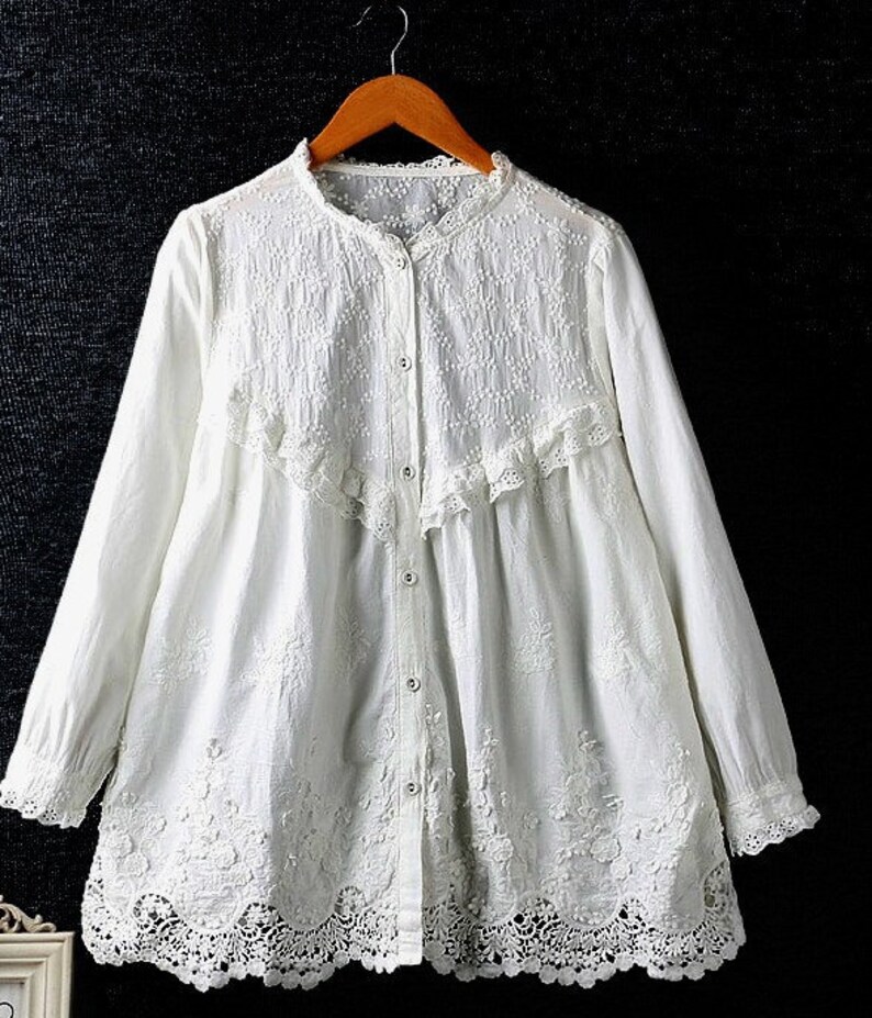 romantic white cotton blouses