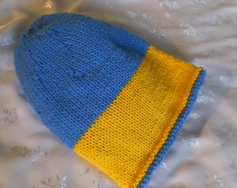 Ukraine Support, Ukie Style, Bonnet unisexe en laine tricotée à la main, Chapeau Boho Classic Slouchy Beanie, Cadeau Femme, Cadeau Homme