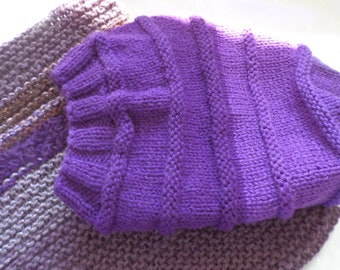 Purple Hand Knitted  Winter Set