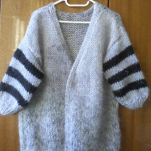 Ready for Shipping Gray Bernadette Mohair Cardigan, Warm Winter Cardigan, Gift for Her, Christmas Woman Gift image 2