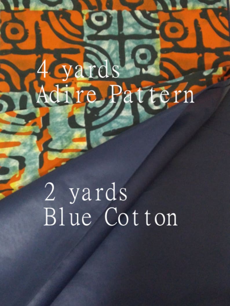 African Adire Pattern Fabric Traditional Printed Pattern 6 Yards 2 Fabrics