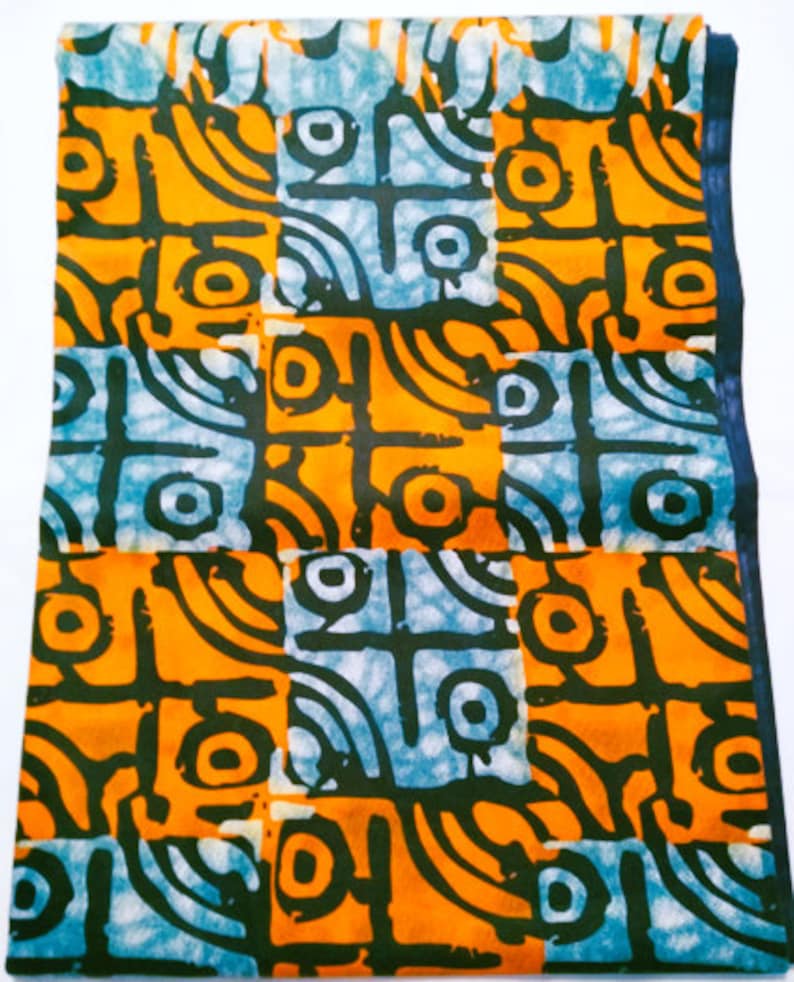 African Adire Pattern Fabric Traditional Printed Pattern 6 Yards 2 Fabrics