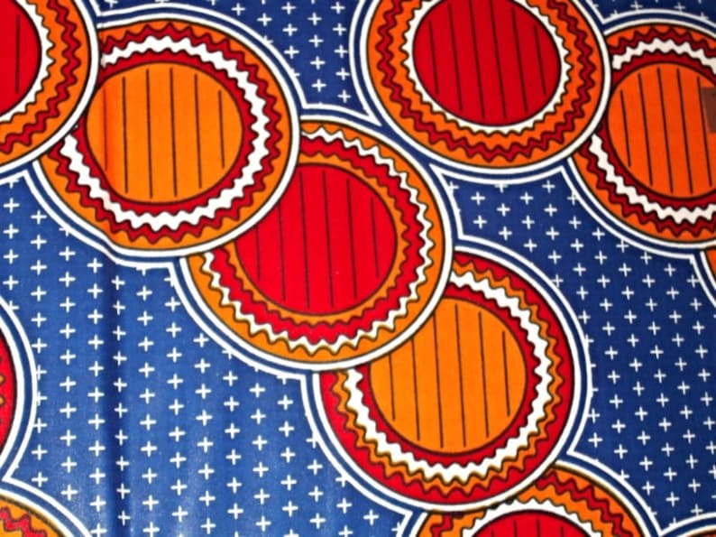 African Fabric Ankara Fabric Wax print fabric African cloth 6 yards 45 in Red Blue wide