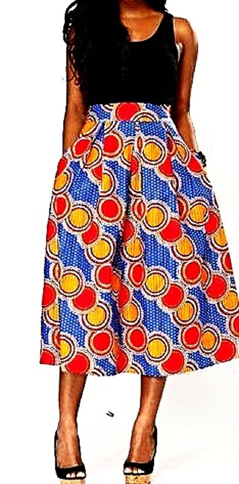 African Fabric Ankara Fabric Wax print fabric African cloth 6 yards 45 in Red Blue wide