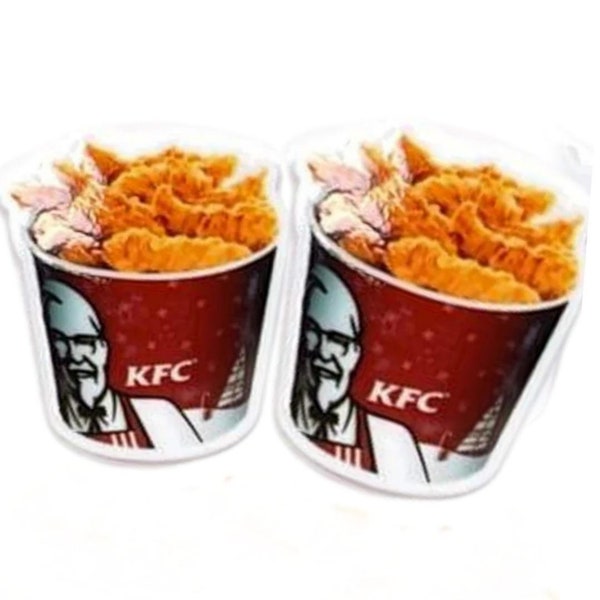 Bucket of Chicken - Fast Food /  Flatback Planar Charms - 2 pcs (Not Shoe Charms)