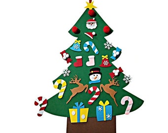 Christmas Tree with Ornaments - DIY Kids Felt Christmas Tree - Wall Hanging Tree (C)