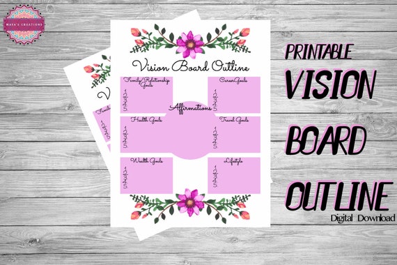 vision board template printable editable etsy