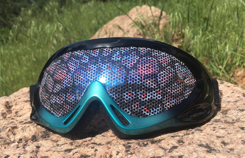 Blue Metal Goggles Burning Man /%100 UV Protected Perforated Lens
