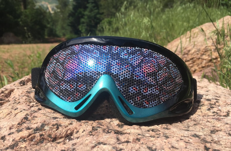 Blue Metal Goggles Burning Man /%100 UV Protected Perforated Lens