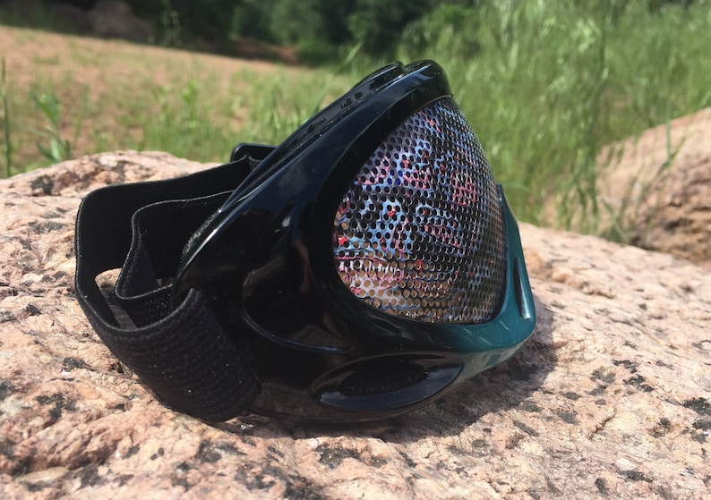 Blue Metal Goggles Burning Man /%100 UV Protected Perforated Lens