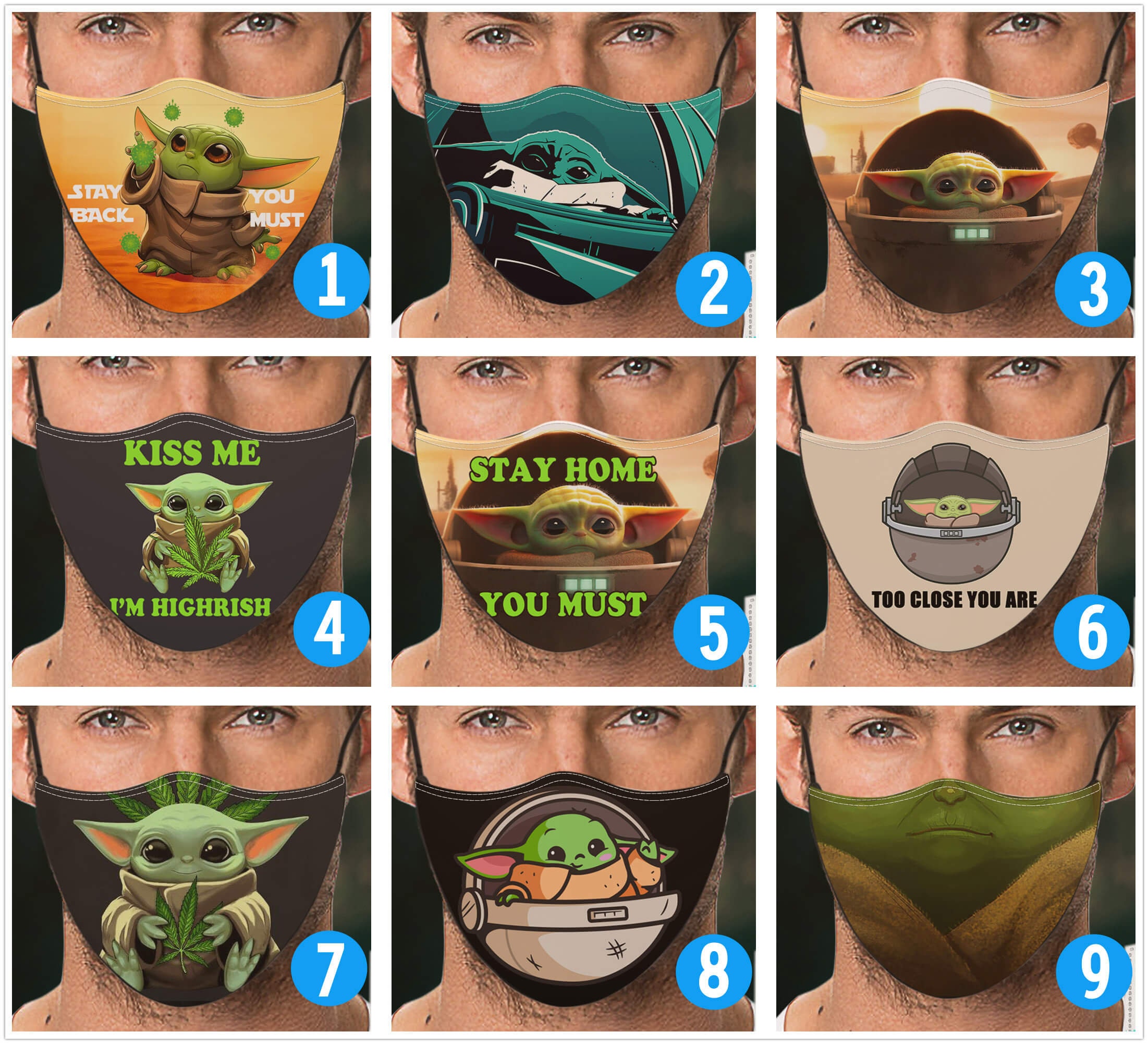Baby Yoda Face Mask Star Wars Movie for Adult Child Kid With Etsy