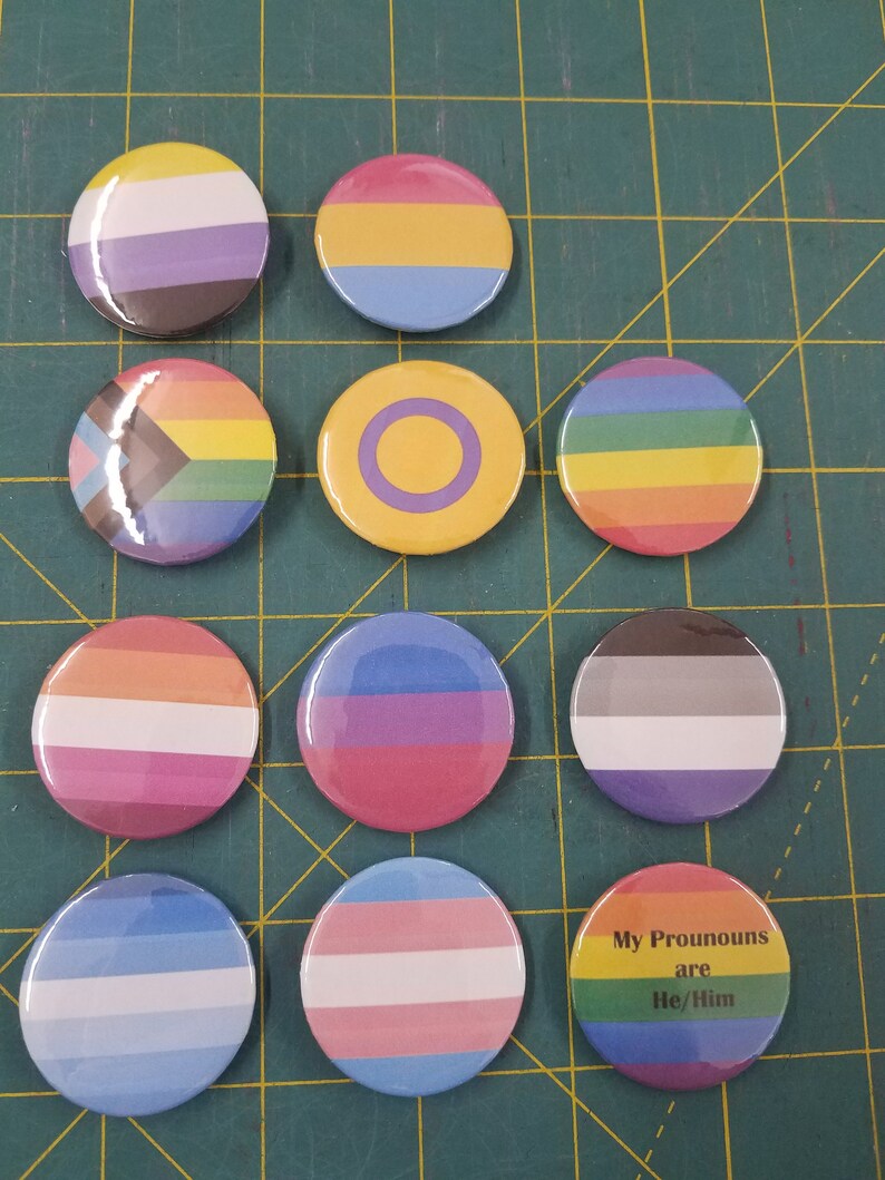 Pride Flags with Prounouns Pinback Buttons 