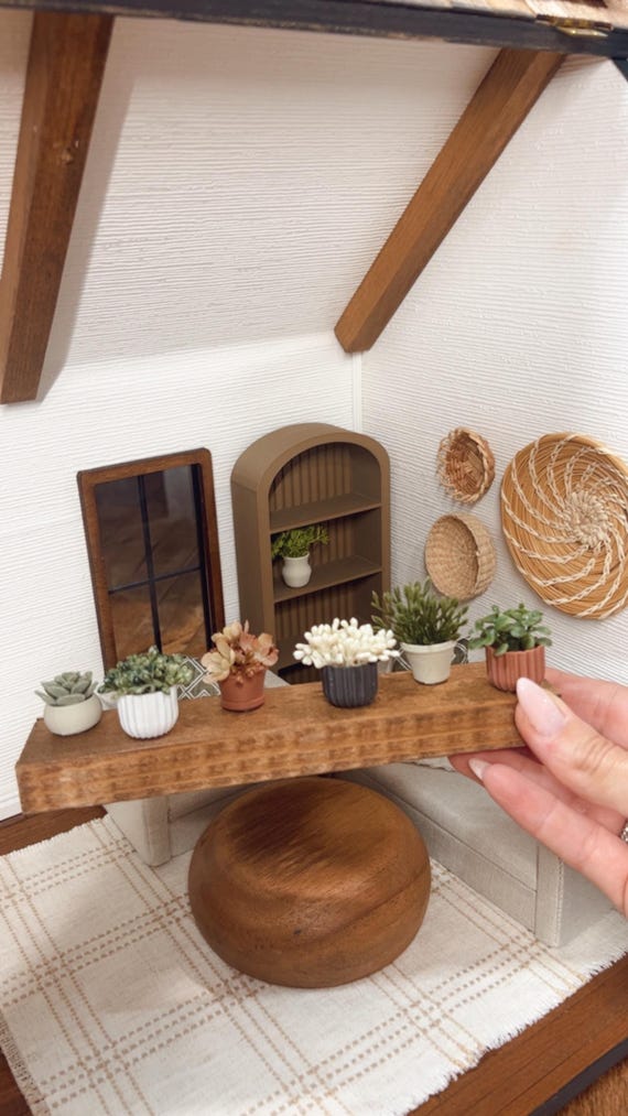 DIY Miniature Plant Box Set | Set of 6 Dollhouse Plants | 1:12 Scale Greenery Kit | Mini Plant Decor | Tiny Trimmings Minis