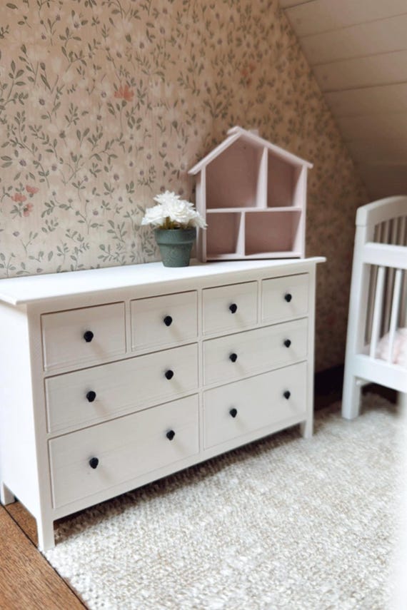 Miniature White Dresser With Working Drawers  1:12 Scale Dollhouse  Furniture - Etsy