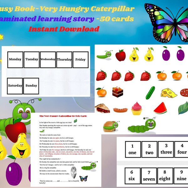 The Very Hungry Caterpillar Story Printables Etsy The Very Hungry Caterpillar Story Printables Etsy
