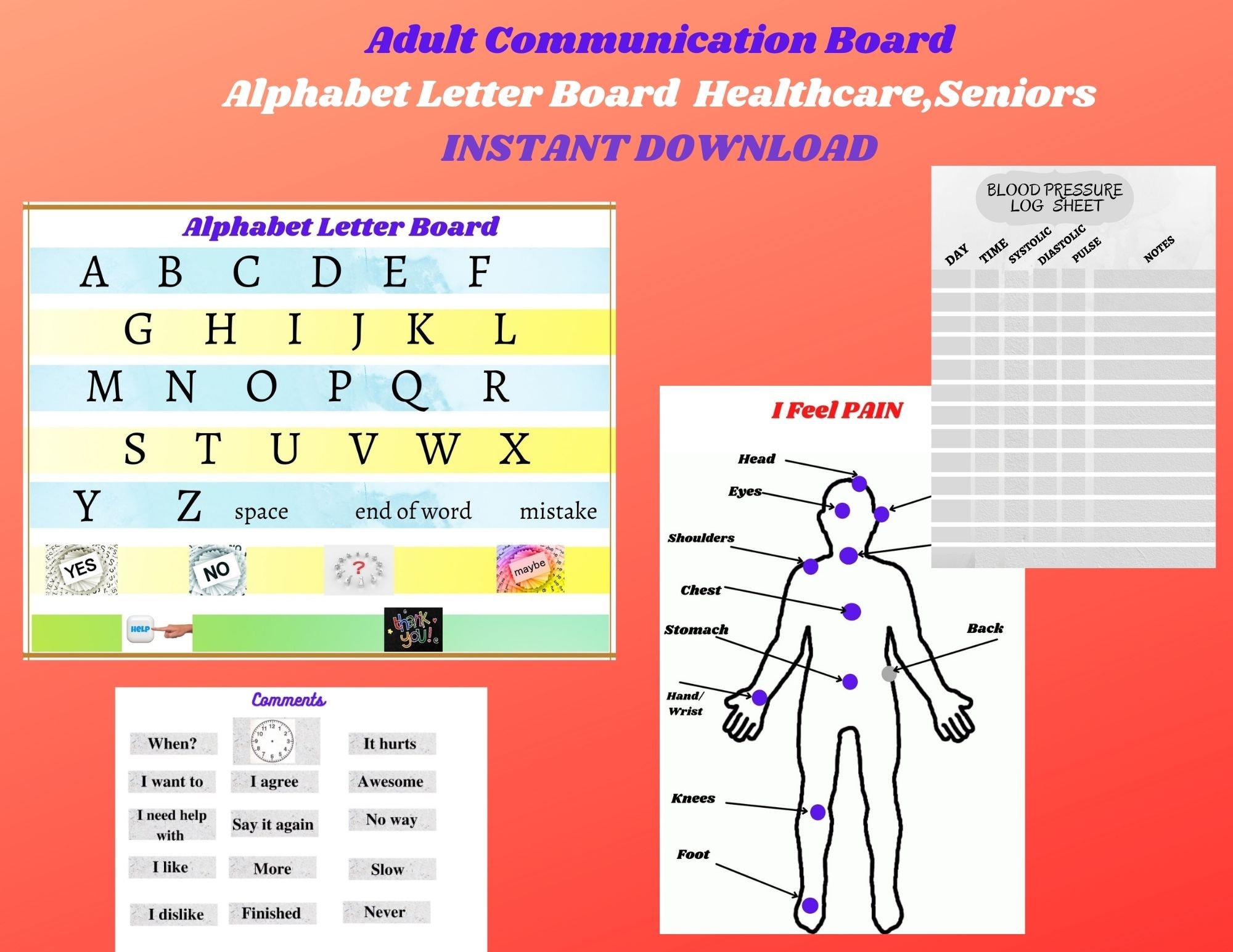 adult communication boardalphabet board feelings chartblood etsy new zealand