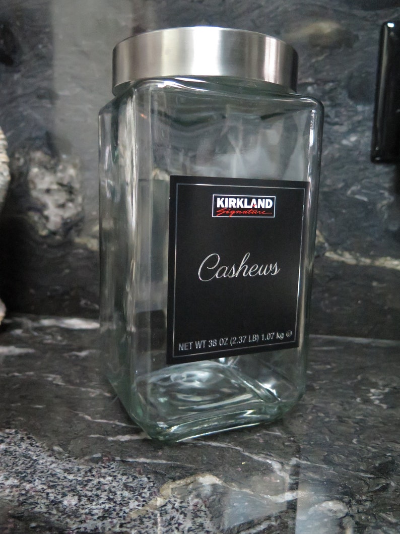 Canister Jar Clear Large Glass Kirkland With Original Silver Lid EMPTY