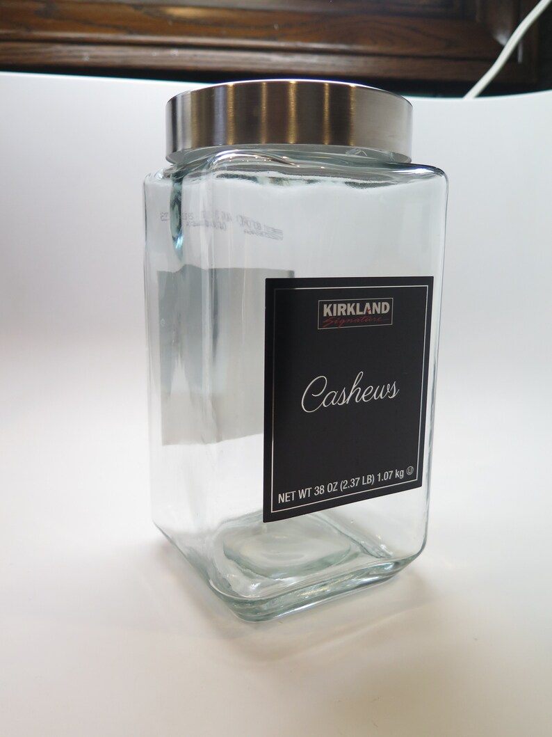 Canister Jar Clear Large Glass Kirkland With Original Silver Lid EMPTY