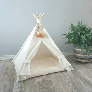 Small size XS pet teepee including linen mix or fake fur | Etsy Pet teepee including fake fur or linen pillow, tent, tipi
