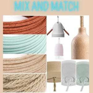 Make your own combination in rosette, cord and fitting. In colour, material and to combine with our lamps, lamp, light, custum, personalize