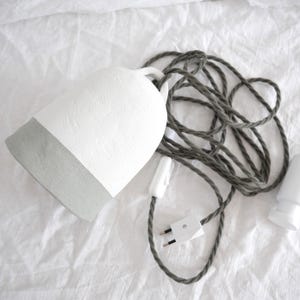 Minimalist bell style wall lamp, organic shape, handmade plastered paper mache light, plug-in, Mediterranean look, boho, wabi sabi
