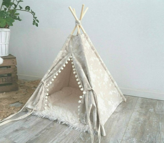 Pet teepee including fake fur or linen pillow tent tipi | Etsy Pet teepee including fake fur or linen pillow, tent, tipi