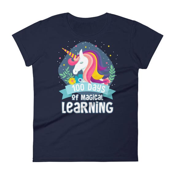 100 Days of Magical Learning Women's short sleeve t-shirt | 100 days of School Shirt Unicorn | 100th Day of School | Happy 100th Day-Shirt