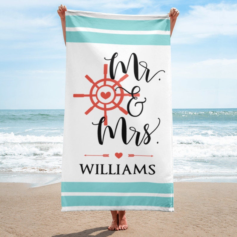 Personalized Mr and Mrs Beach Towel Newlywed Gift Wedding Etsy