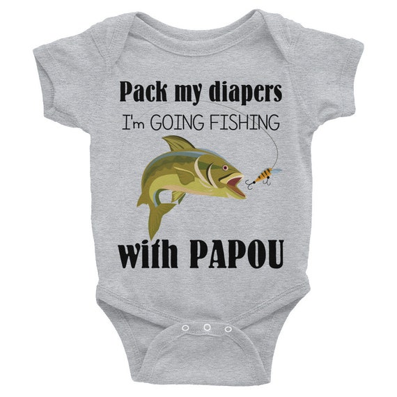 Papou's Fishing Buddy Baby Bodysuit, Grandpa's Fishing Buddy, Pack My Diapers I'm Going Fishing with my Papou | Greek Grandfather Baby Onsie