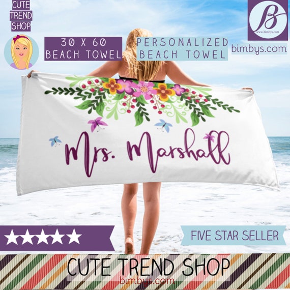 Custom Beach Towel - Monogram Beach Towel, Pool Towel, Bachelorette Party, Personalized Towel, Unique Wedding Gift , Personalized Name Towel