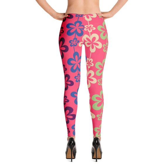 Colorful Floral Pattern Leggings, Womens leggings, Hot Floral Leggings, Floral Print Leggings for Women, Flower Pattern Gift for Her