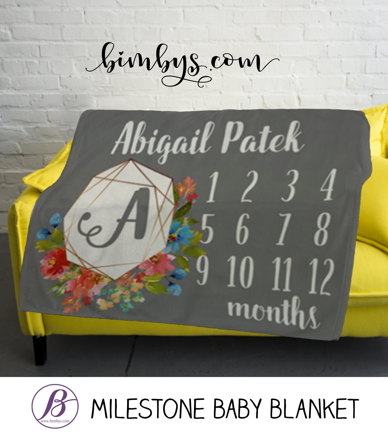 personalized baby monthly milestone blanket