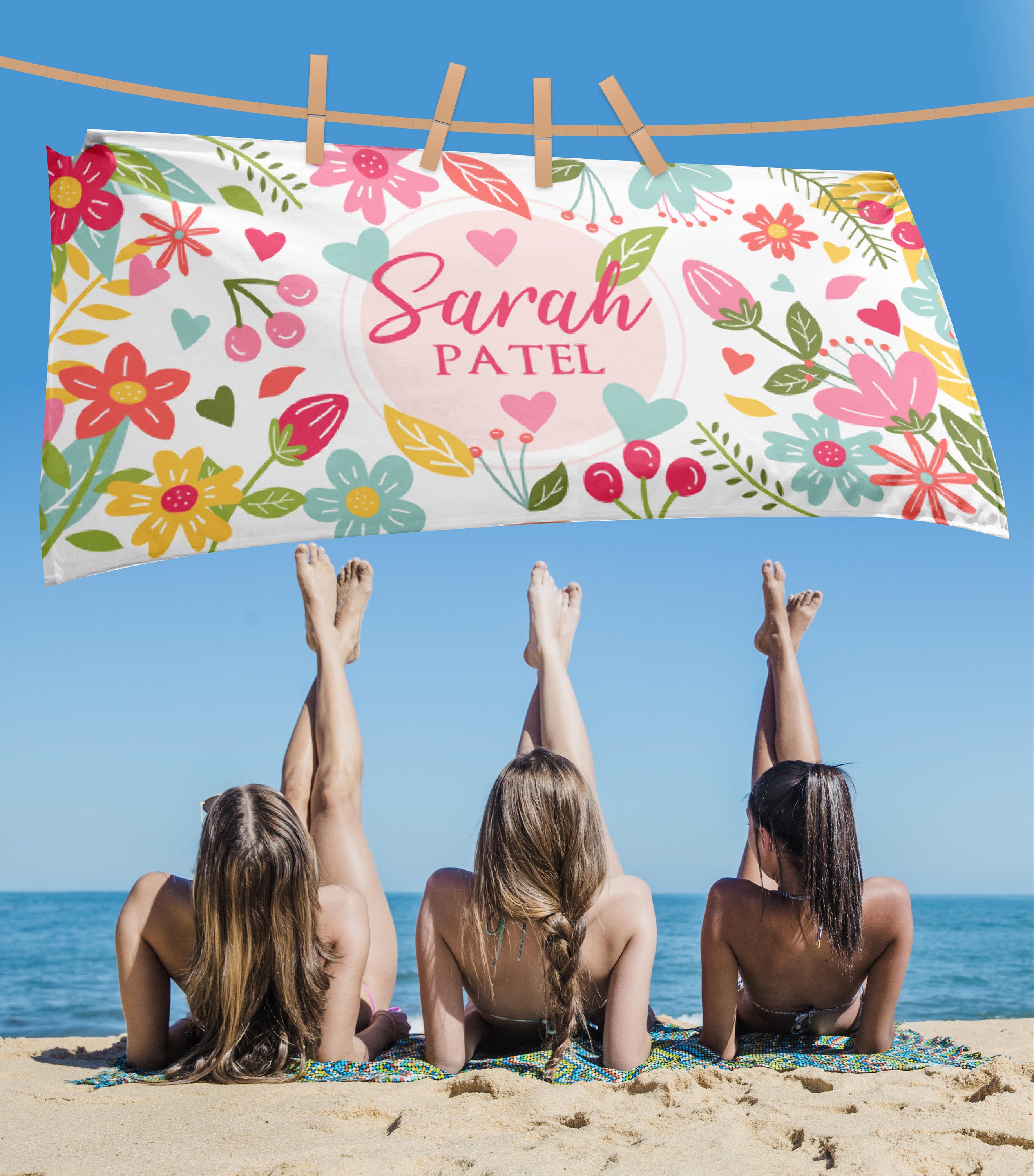 Gift idea for her, Custom beach towels, personalized beach towels