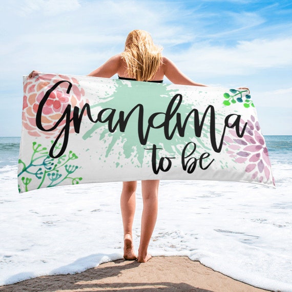 Pregnancy Announcement Grandparents - Grandma Pregnancy Announcement - Grandma Gift - Grandma to be Bech Towel - Baby Announcement Gifts