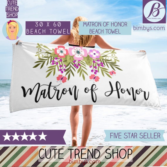 Matron of Honor Beach Towel - Matron of Honor Gift - Matron of Honor Proposal - Maid of Honor - Bridesmaid Proposal - Bachelorette Beach