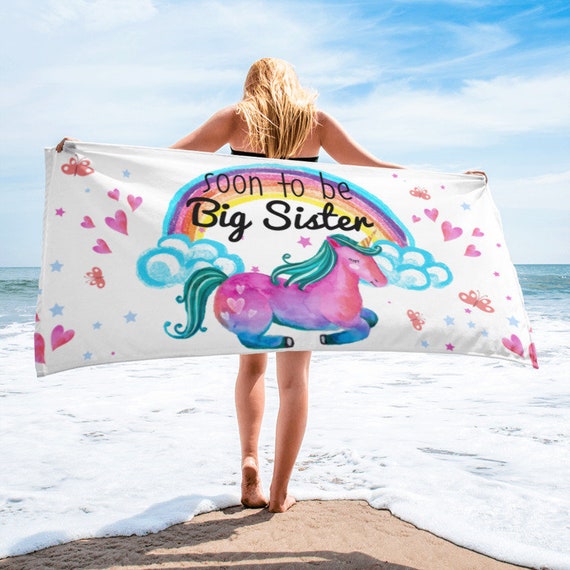 Soon to be Big Sister Unicorn Beach Towel, Big Sister Gifts, Big Sister announcement, Big Sister, Pregnancy announcement, Promoted to big