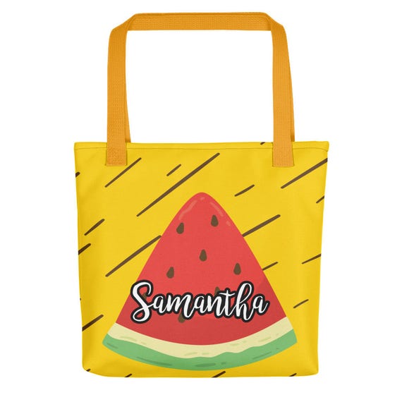 Custom Name Watermenlon Print Tote bag | Personalized Tote Bags | Custom Tote Bags | Personalized Bags | Summer Tote Bag | Cute Summer Bag