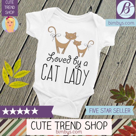 Cat Lady Bodysuit, Baby Gifts, Baby Shower, Baby Loved by a Cat Lady Funny Cat Lady , Baby Nappy with Cat Lady Mom Aunt or Grandma Cute Baby