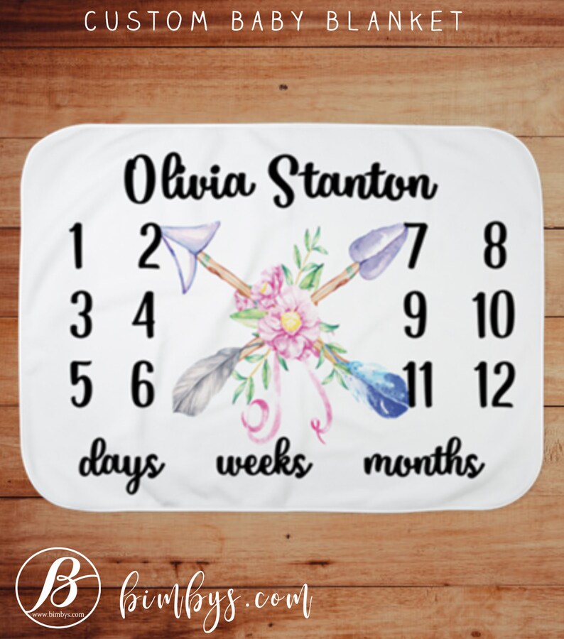 Download Floral Personalized Baby Milestone Blanket Monthly Growth Tracker Baby Blanket Baby Shower Gift Baby Month Milestone Blanket Baby Blankets Blankets Throws