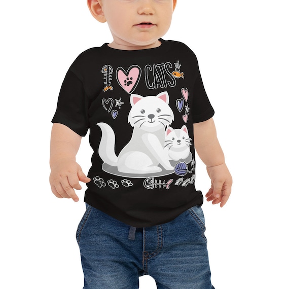 I HEART cats Kids T-shirt, I Love (Heart) my Cat Shirt, Cats Baby Jersey Short Sleeve Tee, I heart Cat Shirt, Luv Cats Kittens Cat Lover