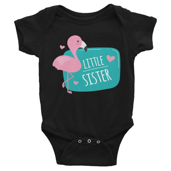 Flamingo Little Sister Infant Bodysuit, Little Sister Bodysuit, Baby Shower Gift, Infant Bodysuit, Little Sister T-Shirt, Little Sister Top