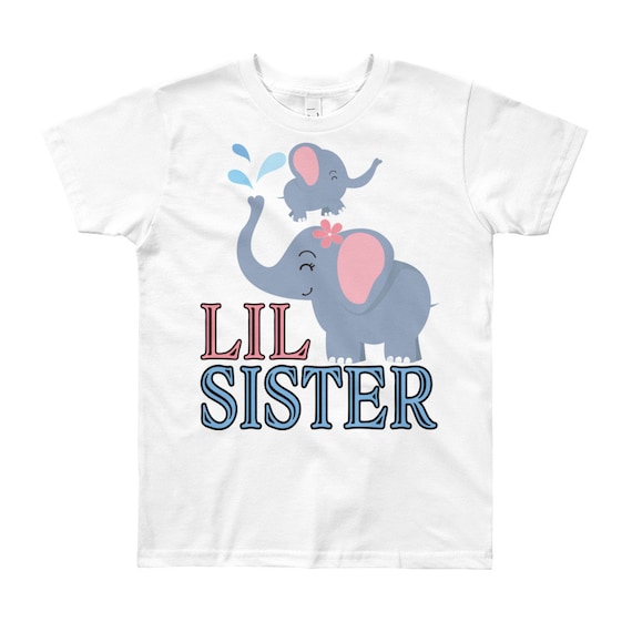 Elephant Lil Sister T-Shirt, little sister tee, ittle sister shirt, lil sister shirt, lil sister elephant, elephant shirt, elephant sister